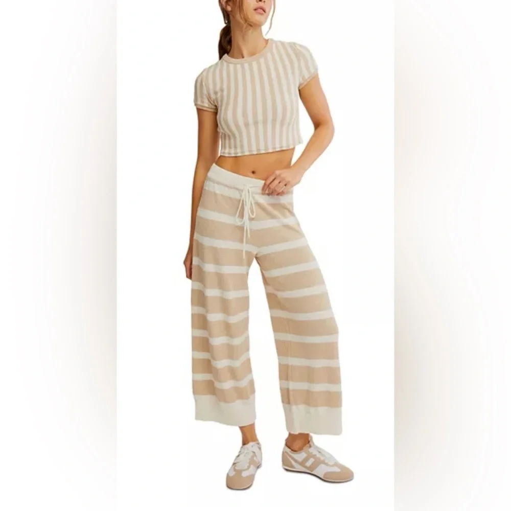 Free People Roberts Stripe Crop Top & Pants Set - Picture 1 of 7
